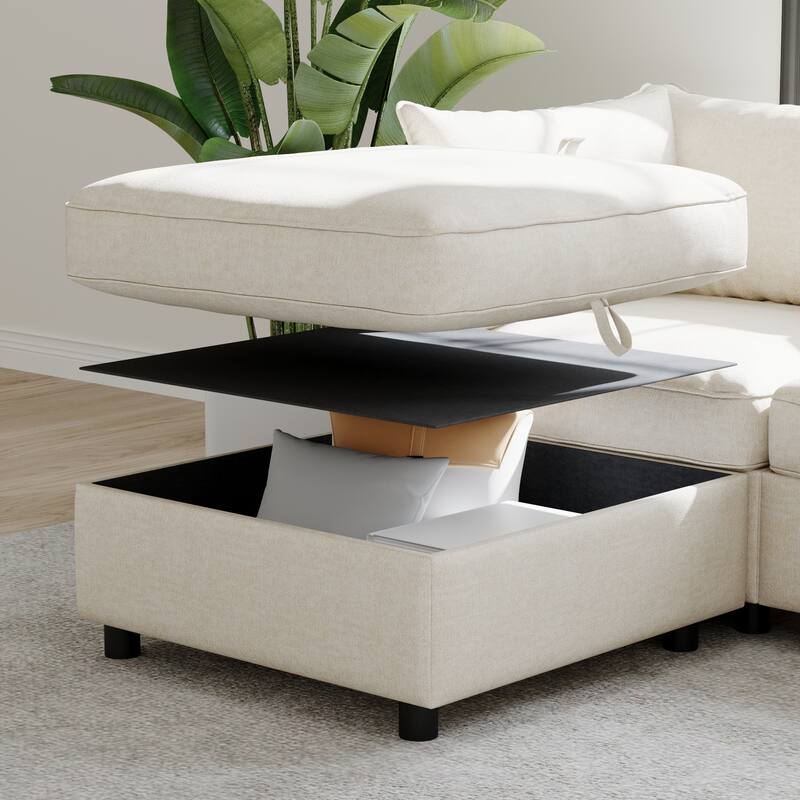 Modular Sleeper Sofa Bed Convertible U-shape Recliner wStorage Ottoman