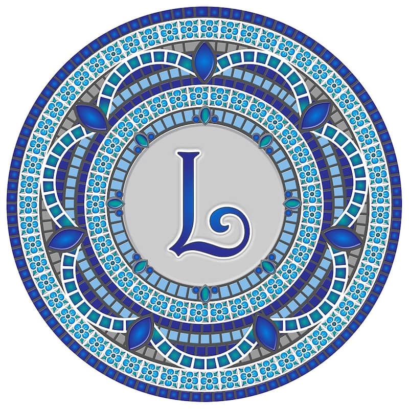 Custom Monogram Decorative Poolmat #1 - Mosaic Pool Art - 29" in Diameter - Letter "L"