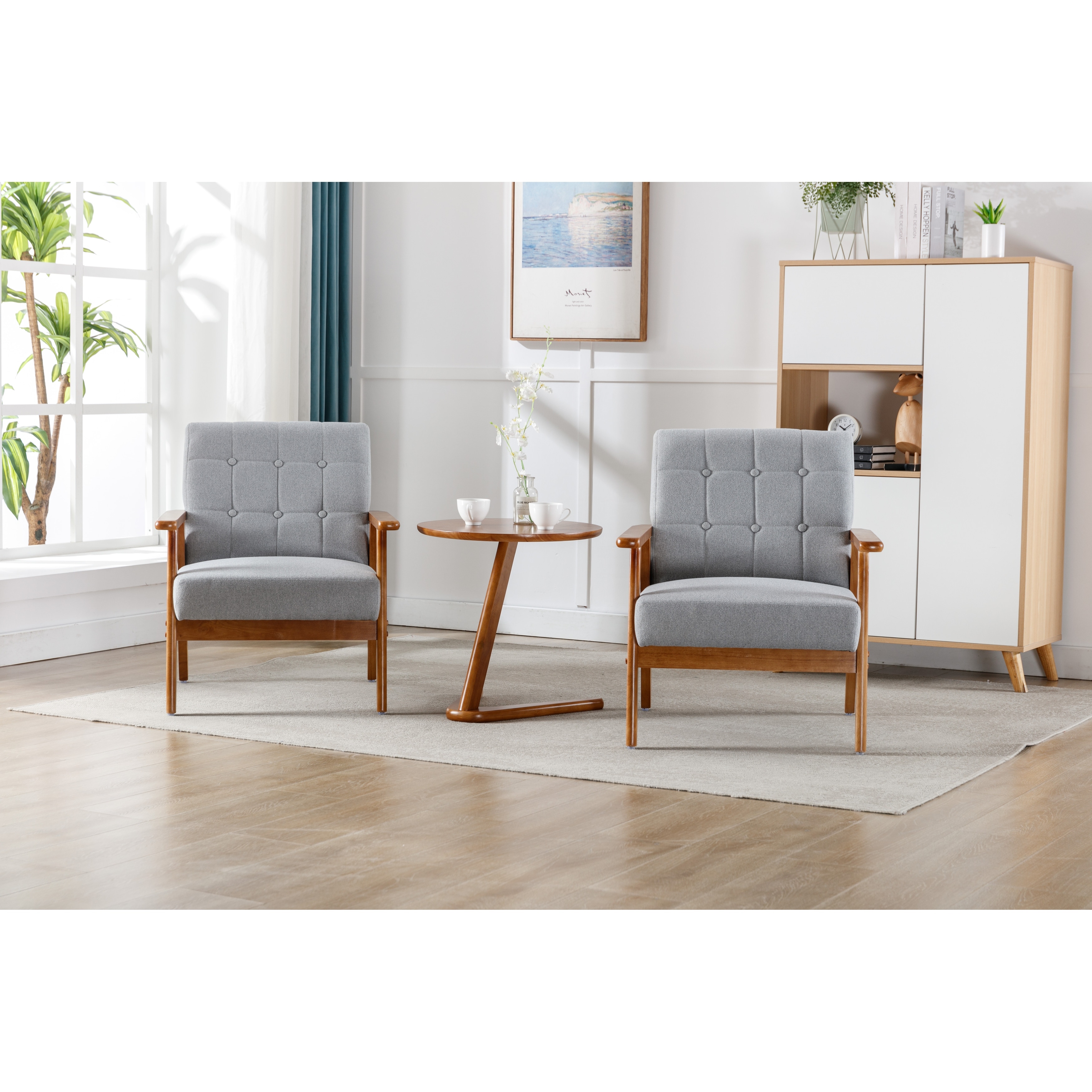 Two accent chairs and clearance table