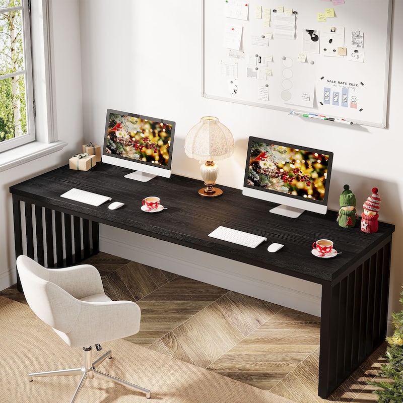 78.74" Extra Long Computer Desk, Double 2-Person Desk, Workstation Writing Study Table for Home Office - Black