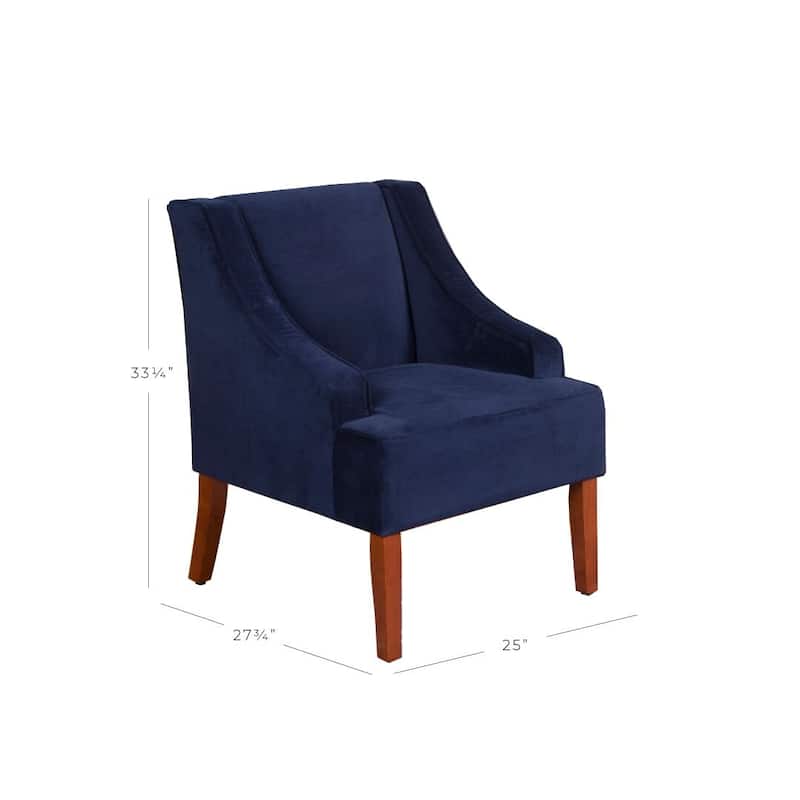 Porch & Den Lyric Navy Velvet Swoop Arm Accent Chair