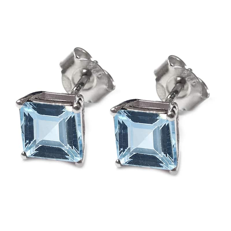925 Sterling Silver Sky Blue Topaz Studs Earrings