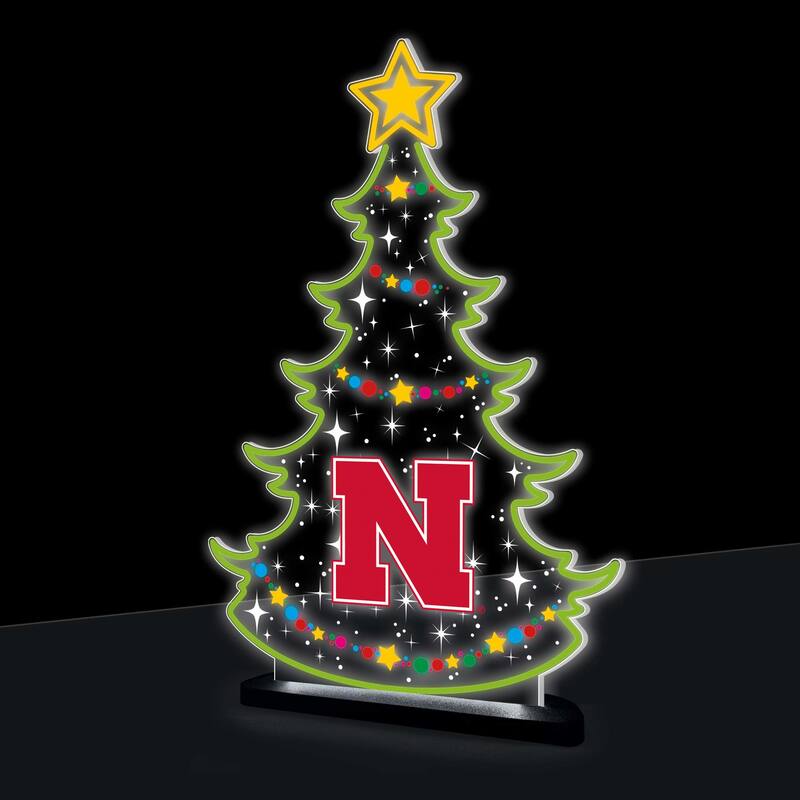 10" LED Tabletop Christmas Tree Desklite Sign, University of Nebraska