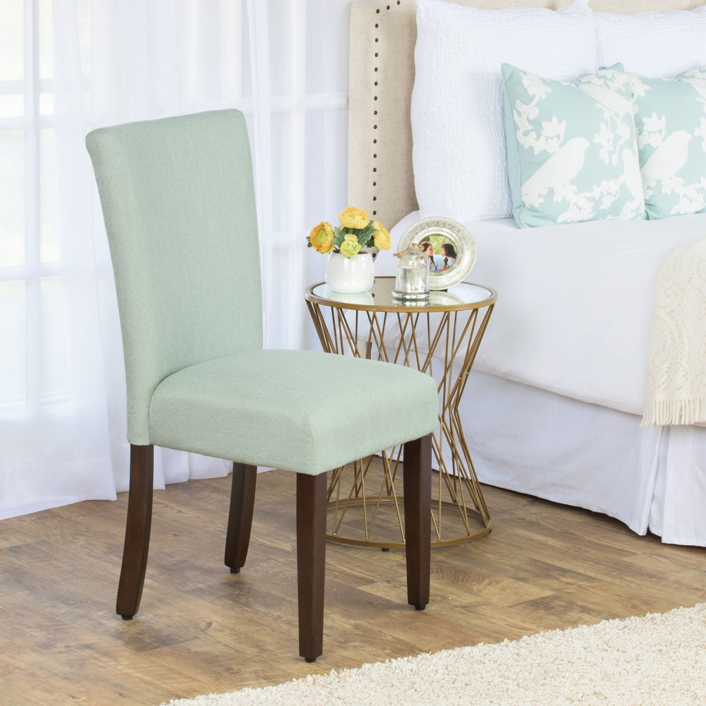 HomePop Seafoam Green Linen look Parson Dining Chair Single