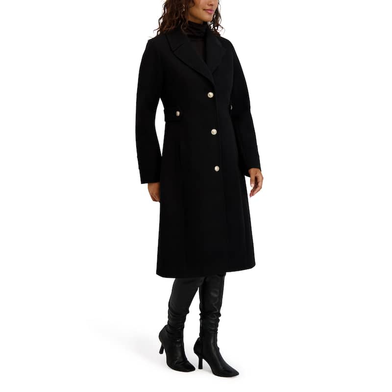 Kensie Boucle Notch Collar Long Coat