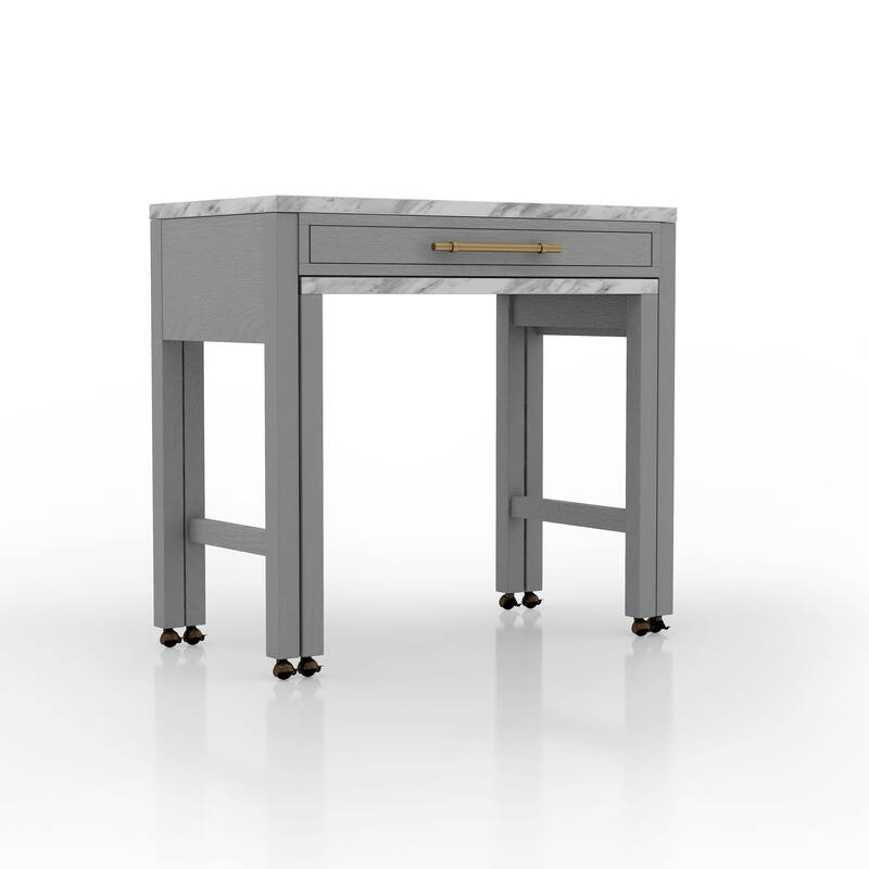 Delware Glam Grey Wood 5-Piece Barstool and Extendable Table Set for Small Space by Furniture of America