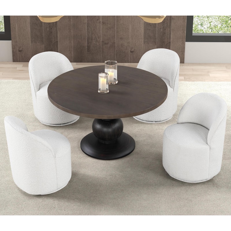 Furniture of America Callum Modern 5-Piece Espresso Wood Round Dining Set with Swivel Chairs