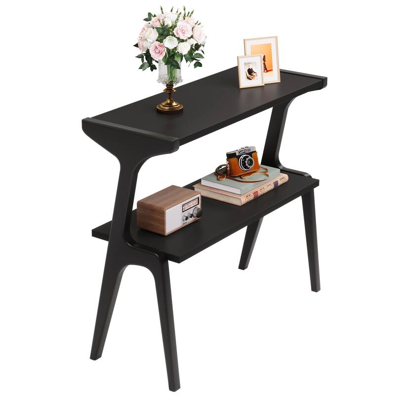 Modern SideTable with Storage Shelf, Sofa End Table with Solid Wood Legs, Bedside Table, Nightstand for Bedroom, Living Room