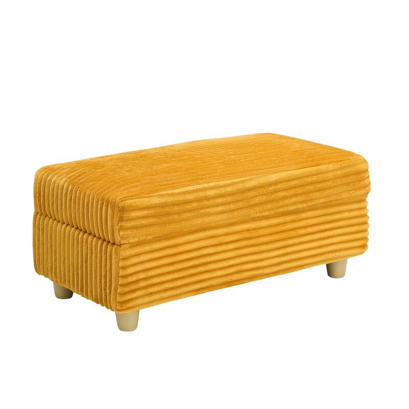 Orange Corduroy Single Sofa with Storage and Pillows, 57x41x31 inches