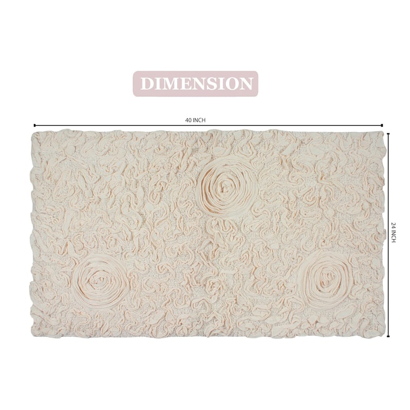 Bell Flower Bathroom Rug, Cotton Soft, Water Absorbent Bath Rug, Non Slip Shower Rug Machine Washable 24"x40" Rectangle