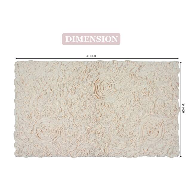 Home Weavers Bellflower Collection Absorbent Cotton Machine Washable Bath Rug