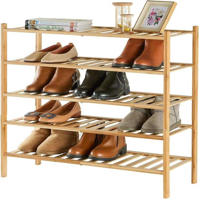 5-Tier Bamboo Shoe Rack - 11.02"D x 26.89"W x 30.87"H