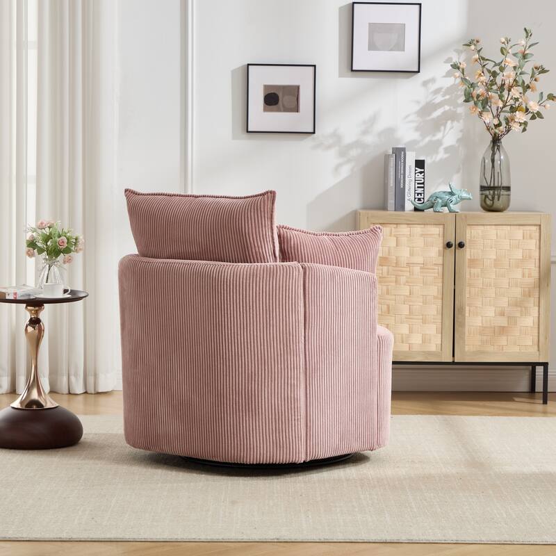 GDFStudio - Thaddeus Swivel Chair in Solid Wood Frame with 360° Metal Base.