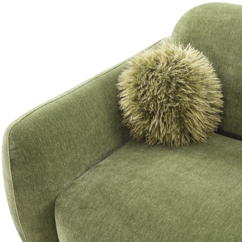 Furniture of America Velin Mid Century Modern OEKO TEX Chenille Sofa with Ball Pillows