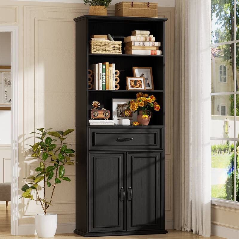 Farmhouse 25'' Kitchen Pantry Cabinet with Drawer ＆ Doors, Freestanding Cupboard with Storage Shelves for Kitchen, Dining Room