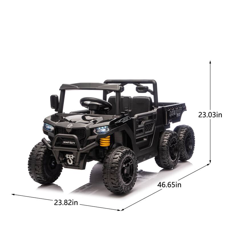 24V 440W Kids Ride On Six-wheel Electric Dump Truck W/ PC 2.4G, 4WD, Upgraded anti-collision bar, Six-wheel Suspension