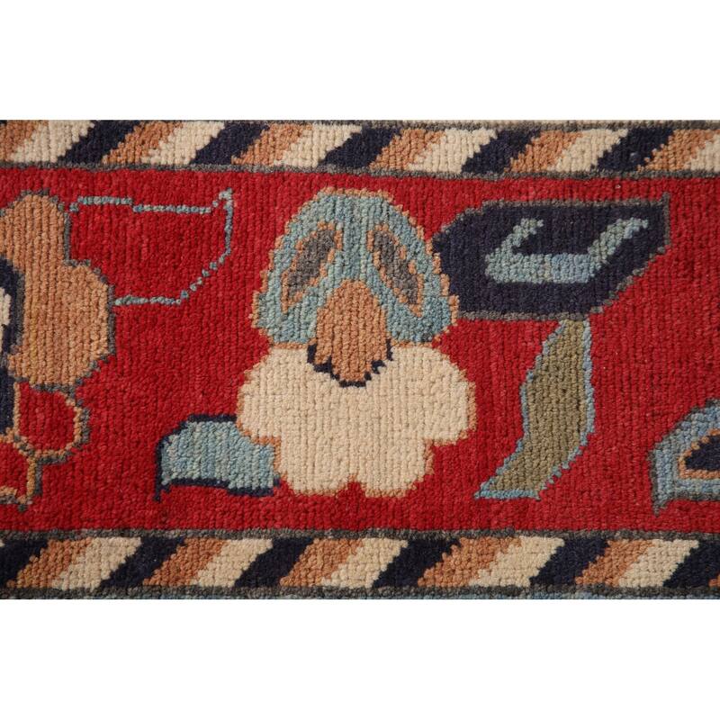 Traditional Blue Kazak Living Room Area Rug Handmade Wool Carpet - 6'6" x 9'9"