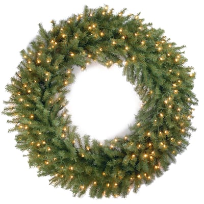 National Tree Company 4 ft. Norwood Fir Wreath with 200 Clear Lights - Green