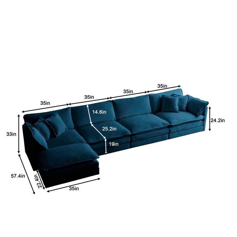 Cloud Chenille Upholstered Modular Sectional Sofa with DIY Combination Design