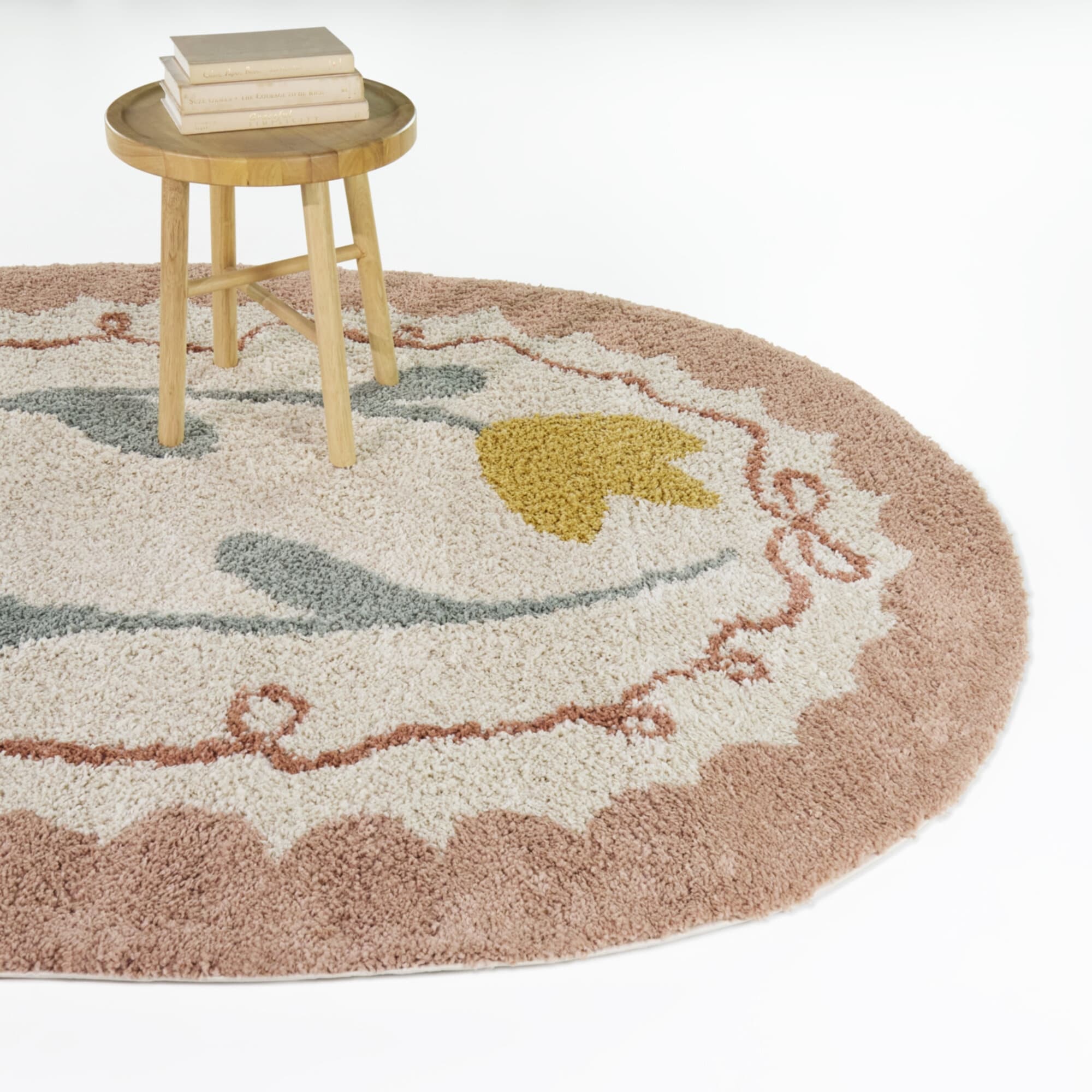 Meadow Kids Floral Ribbon Border Area Rug