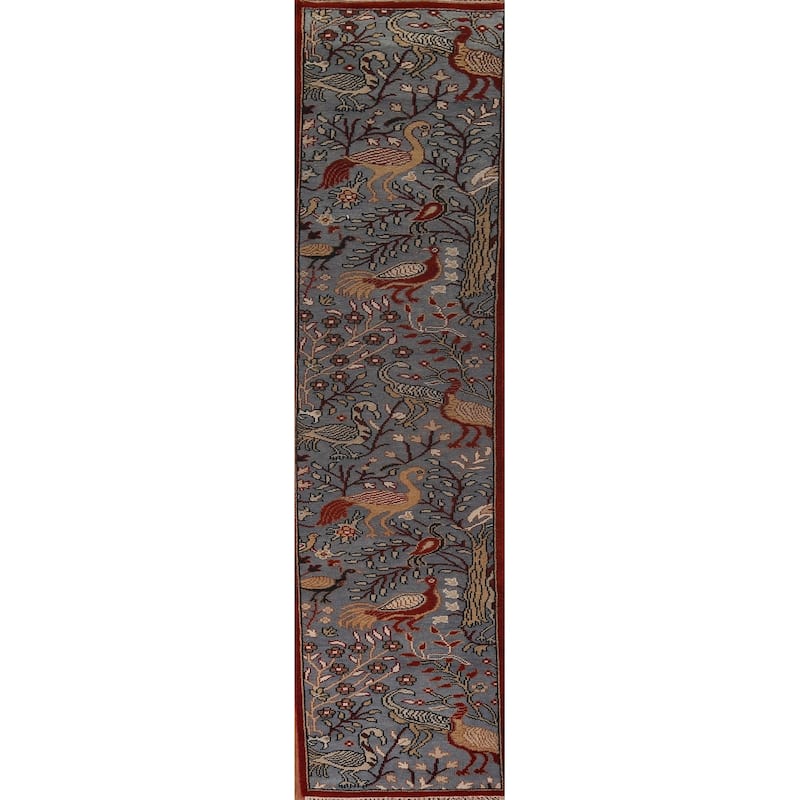 Animals Design Ziegler Oriental Runner Rug Hand-Knotted Wool Carpet - 2'7"x 13'9"