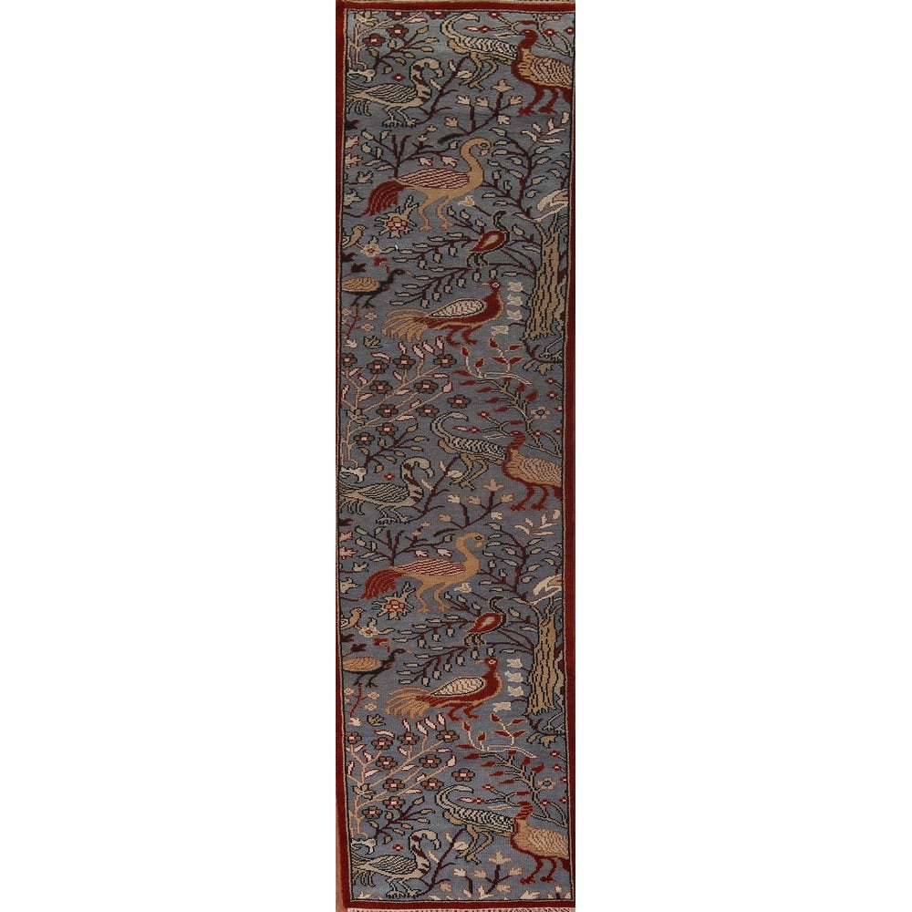 Animals Design Ziegler Oriental Runner Rug Hand-Knotted Wool Carpet - 2'7"x 13'9"