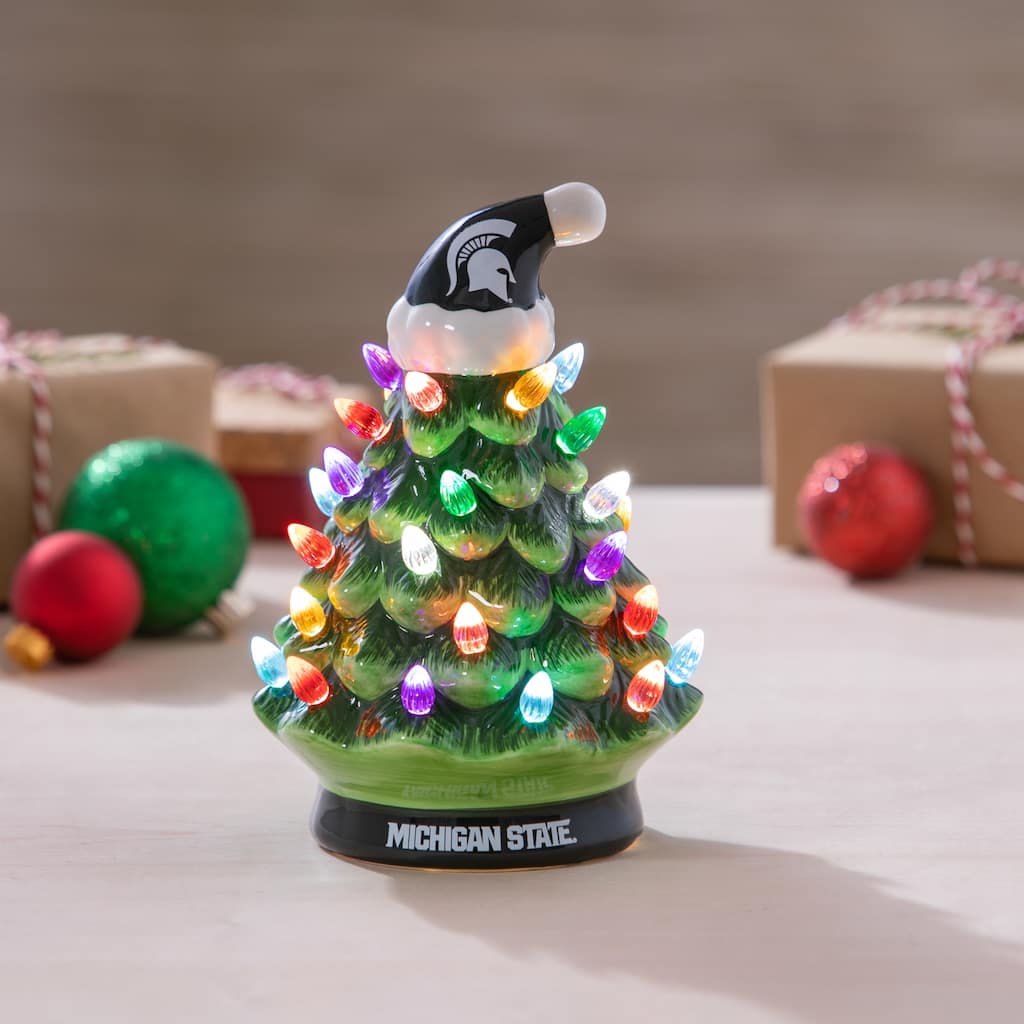 8" LED Ceramic Tabletop Christmas Tree, Michigan State University