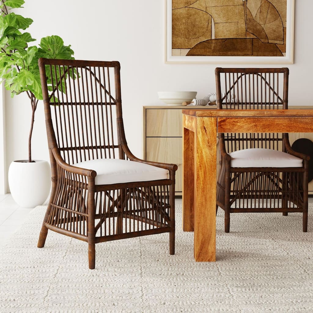 Natural Brown Rattan Cushioned Armchair by East at Main