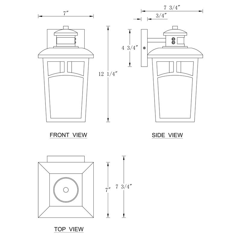 C Cattleya 2-Pack Matte Black Motion Sensor Outdoor Wall Lantern Sconce with Clear Glass