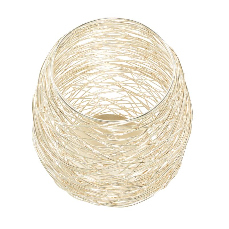 CosmoLiving by Cosmopolitan Gold Metal Tealight Decorative Indoor Outdoor Candle Lantern (Set of 2) - S/2 13", 10"H