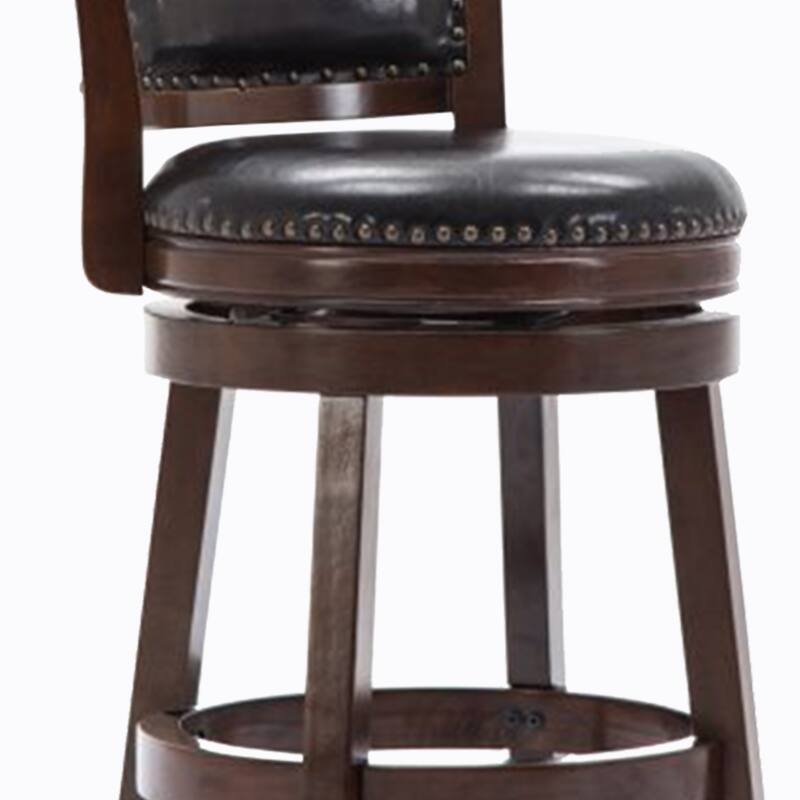 Nailhead Round Leatherette Counter Stool with Flared Leg - 37.5 H x 18 W x 21.5 L Inches