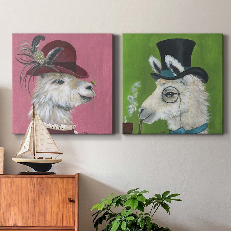 Llama and Bee-Premium Gallery Wrapped Canvas - Ready to Hang