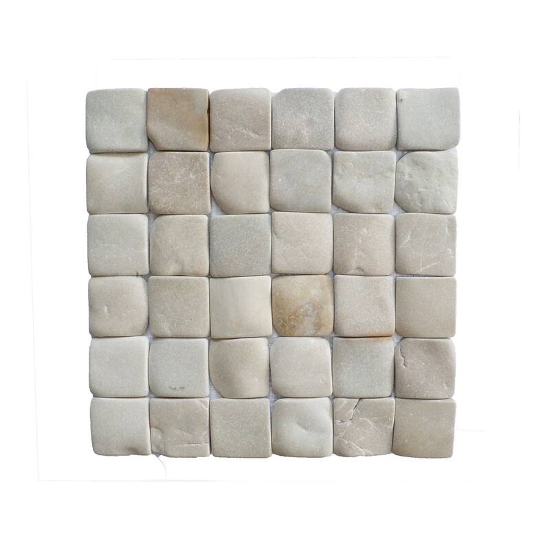 Molar 5 Tan Pebble Mosaic, Backsplash Tiles for Kitchen Walls, Shower and Bathroom Floors (12" X 12") 5 tiles per case