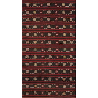 Hand Woven Oriental 100% Wool Carpet Southwestern Tribal Red Kilim Area Rug - 9' 9'' X 5' 11''