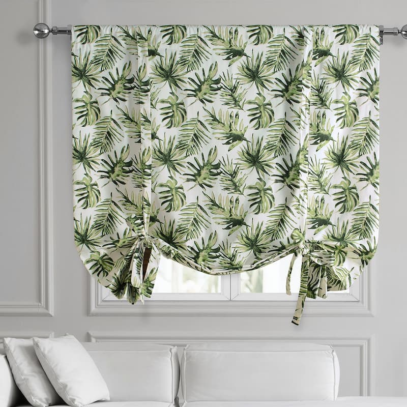 Exclusive Fabrics Artemis Printed Cotton Tie-Up Window Shade (1 Panel) - 46 X 63 - Artemis Olive Green