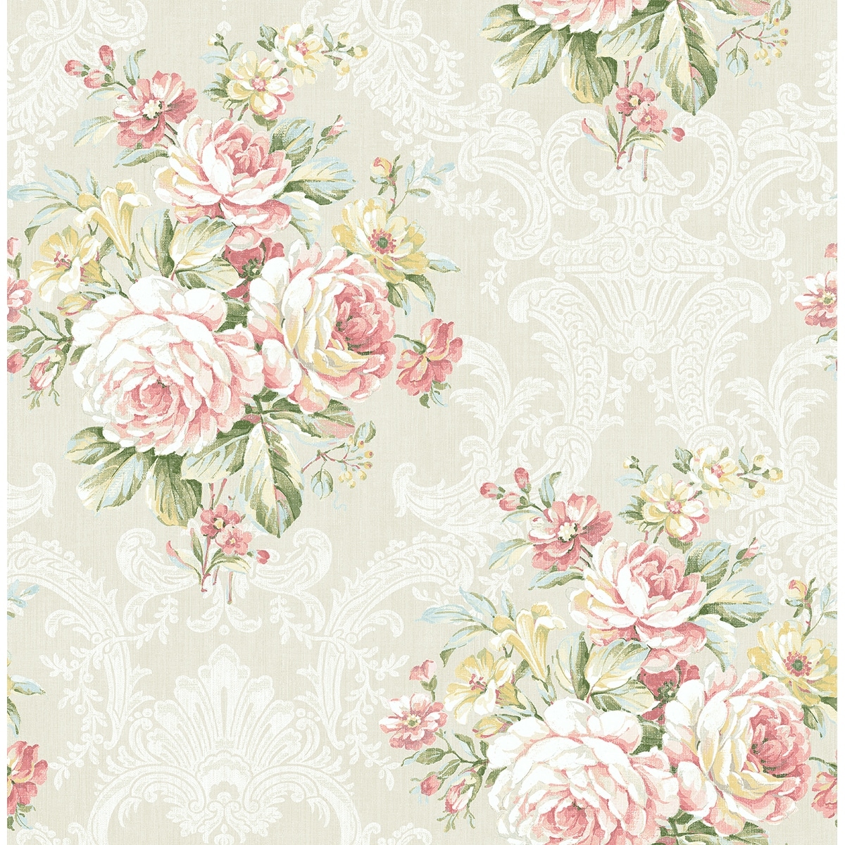 Seabrook Designs Antique Floral Bouquet Unpasted Wallpaper