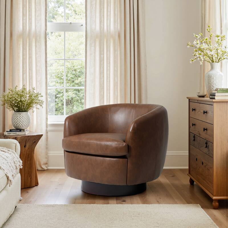 Upholstered Swivel Barrel Chair