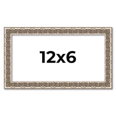 12x6 Frame Silver Versailles Ornate Solid Wood Picture Frame | 1 Inch