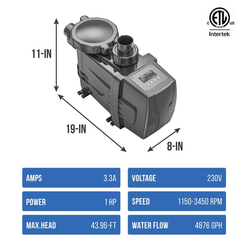 Blue Wave FlowXtreme PRO VS 230V Variable Speed In-Ground 1HP Pool Pump