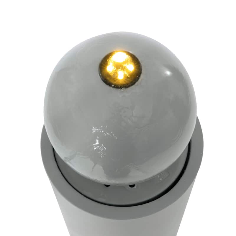 Christopher Knight Home - Modern 34.25"H Metal Sphere-Top Outdoor Water Fountain with LED Lights & Cutout Design