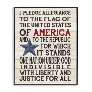 Stupell Pledge of Allegiance Stars and Stripes Americana Rustic Wood Framed Giclee Texturized Art by Jo Moulton