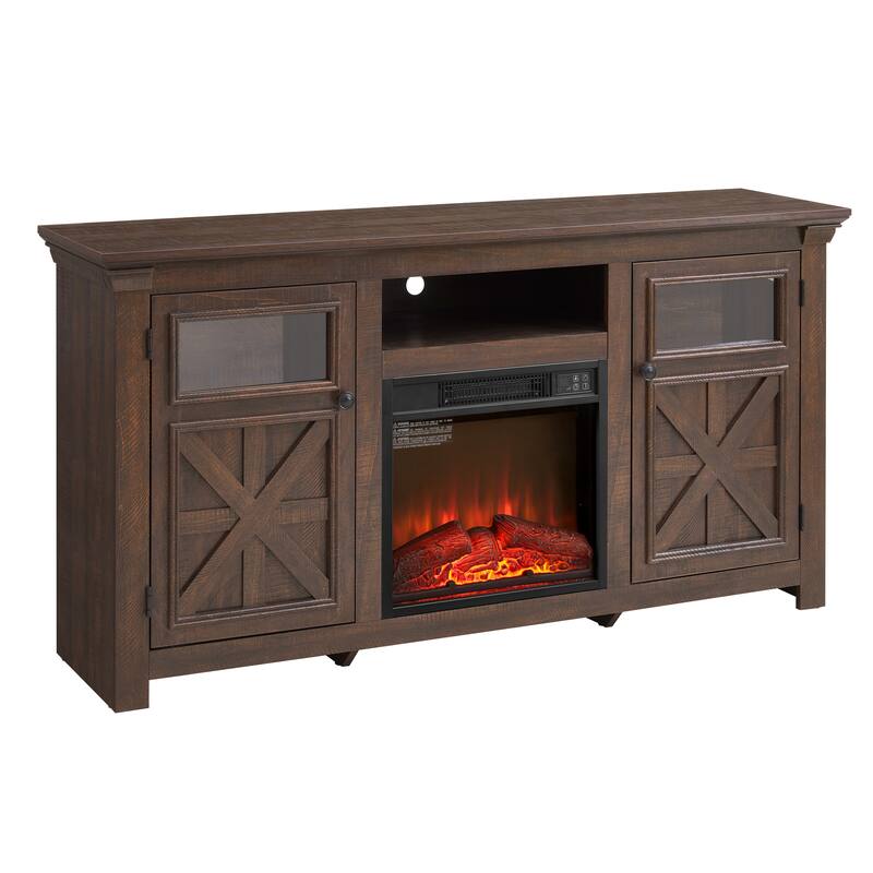 Farmhouse TV Stand Entertainment Console with Fireplace