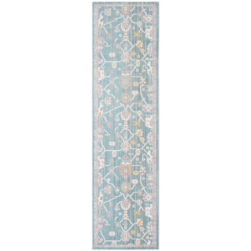 SAFAVIEH Valencia Raushan Distressed Vintage Boho Oriental Polyester Rug - 2'3" x 8' Runner - Steel Blue