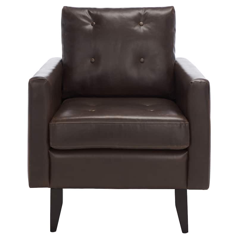 SAFAVIEH Malti White Club Chair - 29.9" x 34.4" x 35" - 30Wx34Dx35H - Antique Brown