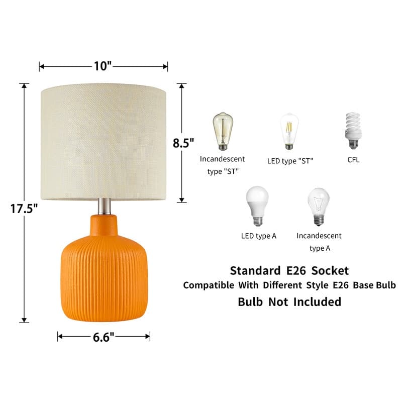 KAWOTI Fluted Ceramic Table Lamp (H18.25" x W10" x D10")