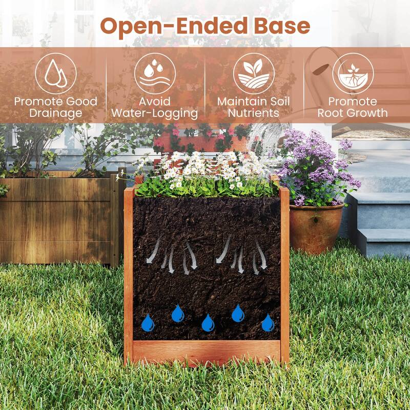 Costway 1/2 PCS Wooden Raised Garden Bed Elevated Patio Yard Planter