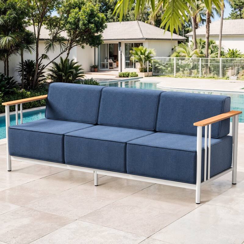 Gymojoy Modern Patio Sofa with Metal Frame, 10" Cushions, Wide Seat for Outdoor Use Easy Assembly