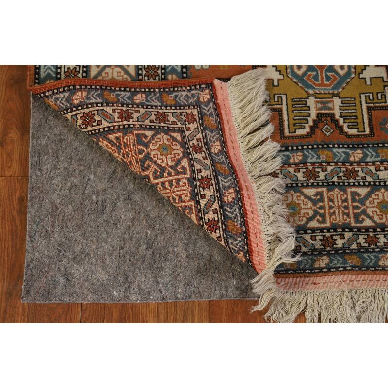 Hand Knotted Oriental 100% Wool Carpet Traditional Geometric Oranges & Rust Sumak Area Rug - 7' 6'' X 4' 10''