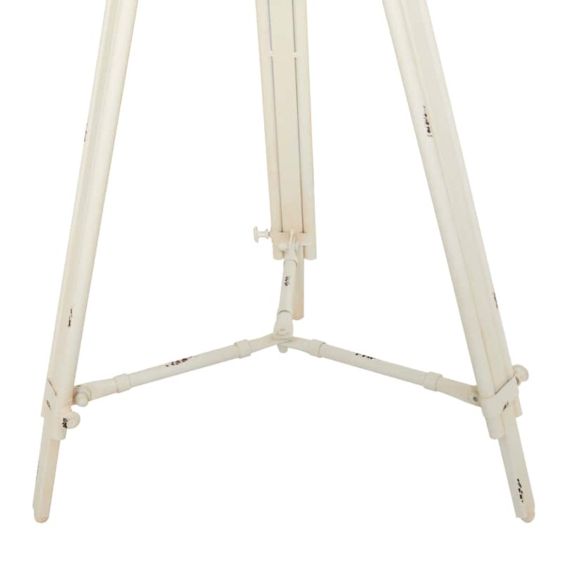 Metal Compass Accent Table with Clock and Clear Glass Top - White or Black - Roche River Decor