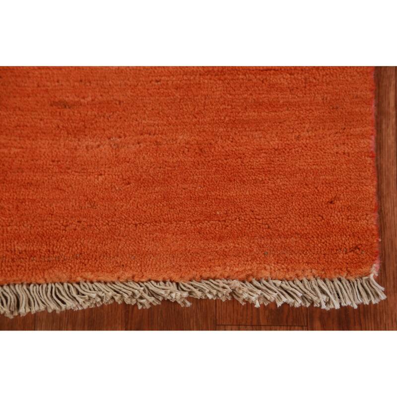 Orange Modern Gabbeh Oriental Foyer Rug Handmade Wool Carpet - 3'1" x 4'10"